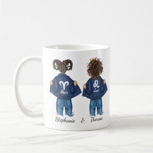 フリパーソナライズされた最高のーズARIES LEO GIRLジャン コーヒーマグカップ (左)