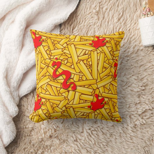 フリフランスのーズとケチャップマンガのファストフード クッション (ブランケット)