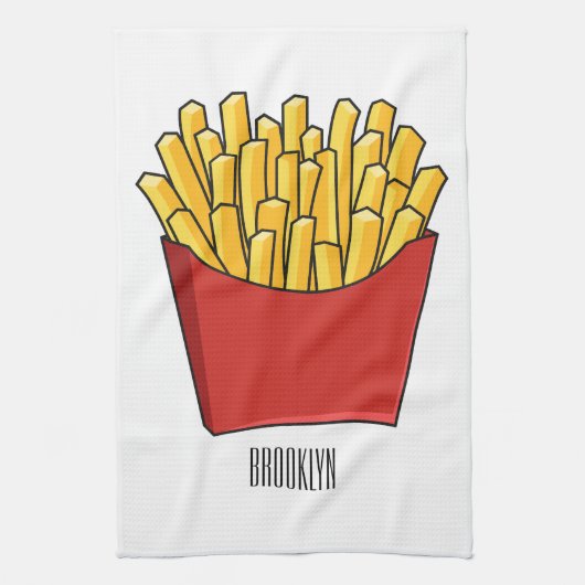 フリフランスのーズ漫画イラストレーション キッチンタオル (縦)