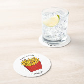 フリフランスのーズ漫画イラストレーション ラウンドペーパーコースター (インサイチュ)