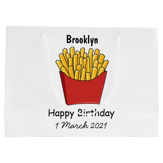 フリフランスのーズ漫画イラストレーション ラージペーパーバッグ (裏面)