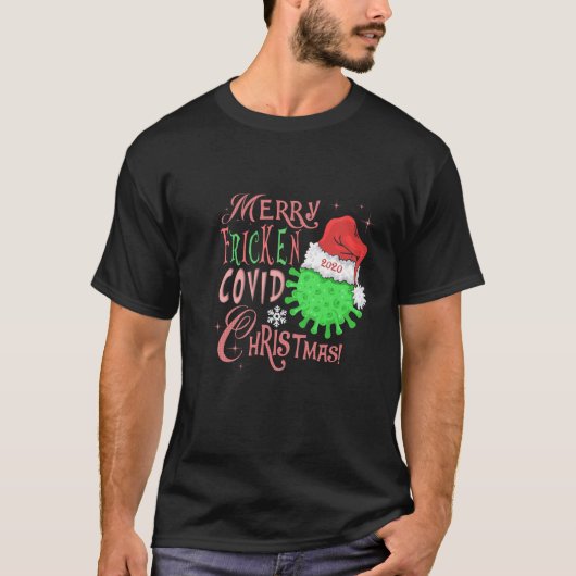 フリメリーッケンコビッドクリスマスシャツデザイン Tシャツ (正面)