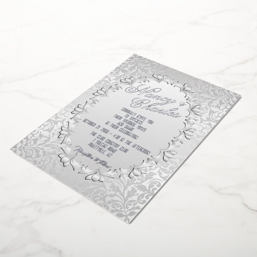 フリリーと銀フェミニン箔結婚式招待状 箔招待状 (回転した状態)