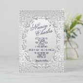 フリリーと銀フェミニン箔結婚式招待状 箔招待状 (立ち正面)