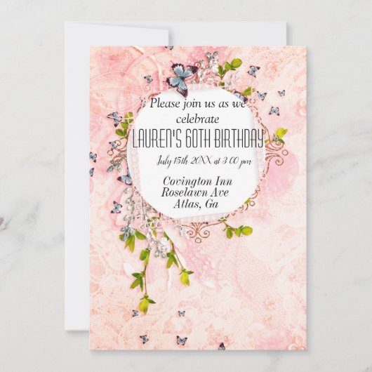 フリリーに魅惑的な誕生日 招待状 (正面)