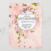 フリリーに魅惑的な誕生日 招待状 (正面/裏面)