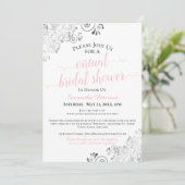 フリリーエレガントピンク&ホワイト仮想ブライダルシャワー 招待状 (スタンド正面)