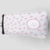 フリリーカスタムコケットピンクの水の色の弓 ゴルフヘッドカバー (正面)