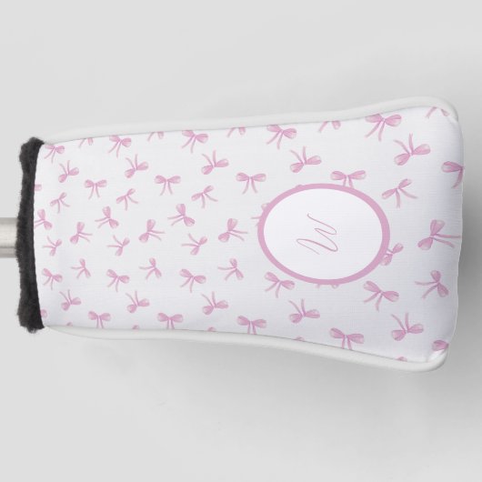 フリリーカスタムコケットピンクの水の色の弓 ゴルフヘッドカバー (正面)