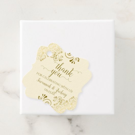 フリリーコーナー金ゴールド&クリームズ結婚サンキュー フェイバータグ (インサイチュ)