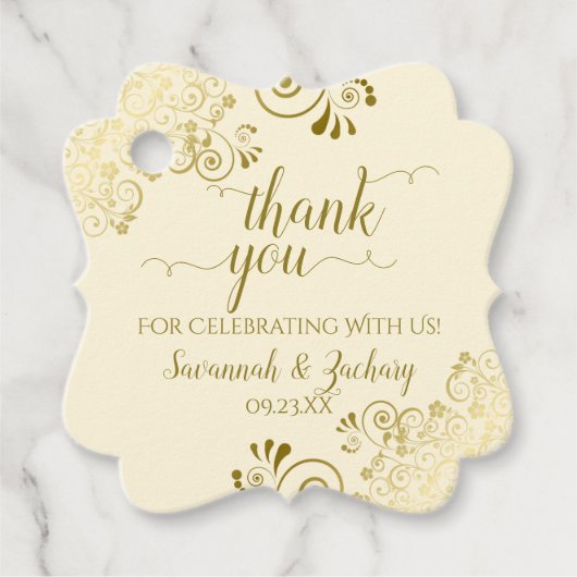 フリリーコーナー金ゴールド&クリームズ結婚サンキュー フェイバータグ (正面)
