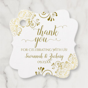 フリリーコーナー金ゴールド&ホワイト結婚ズサンキュー フェイバータグ