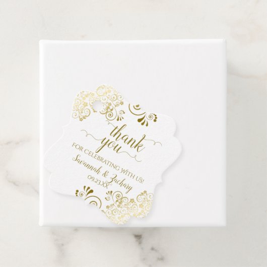 フリリーコーナー金ゴールド&ホワイト結婚ズサンキュー フェイバータグ (インサイチュ)