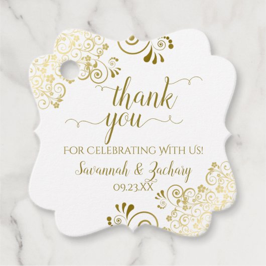 フリリーコーナー金ゴールド&ホワイト結婚ズサンキュー フェイバータグ (正面)