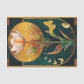 フリリーチューリップと金ゴールド蝶オンレディーバグ緑 薄葉紙 (正面)