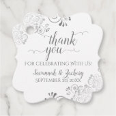 フリリーホワイト&シルバーグレイ結婚の感謝 フェイバータグ (正面)