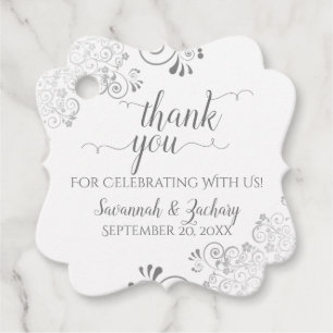 フリリーホワイト&シルバーグレイ結婚の感謝 フェイバータグ