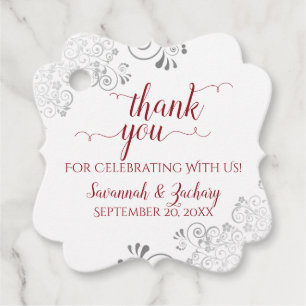 フリリーレッドホワイト&シルバーグレイ結婚の感謝 フェイバータグ