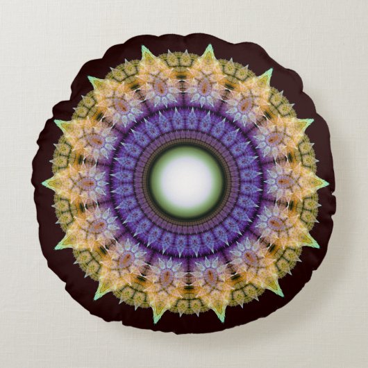 フリリー放射カラフルパターン ラウンドクッション (正面)