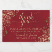 フリリー金ゴールドオンクリムゾン結婚レッドのサンキューミニ スパークリングワインラベル (シングルラベル)