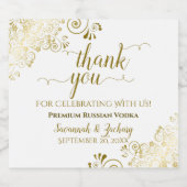 フリリー金ゴールドオンホワイト結婚ズ・サンキュー リキュールボトルラベル (シングルラベル)