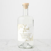 フリリー金ゴールドオンホワイト結婚ズ・サンキュー リキュールボトルラベル (正面)