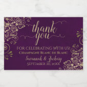 フリリー金ゴールドオン梅パープル結婚ズ感謝ミニミニ スパークリングワインラベル (シングルラベル)