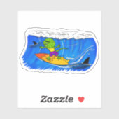 フリルおもしろいネックトカゲサーフィン漫画 シール (シート)