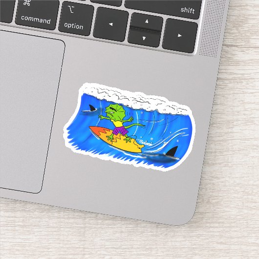 フリルおもしろいネックトカゲサーフィン漫画 シール (詳細)