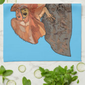 フリルネックトカゲ漫画イラストレーション キッチンタオル (折り畳み)