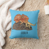 フリルネックトカゲ漫画イラストレーション クッション (ブランケット)