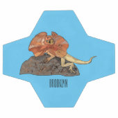 フリルネックトカゲ漫画イラストレーション サッカーボール (フラット)