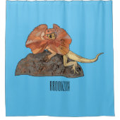 フリルネックトカゲ漫画イラストレーション シャワーカーテン (正面)