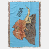 フリルネックトカゲ漫画イラストレーション スローブランケット (正面縦)