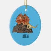 フリルネックトカゲ漫画イラストレーション セラミックオーナメント (右)