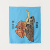 フリルネックトカゲ漫画イラストレーション タペストリー (正面)