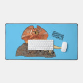 フリルネックトカゲ漫画イラストレーション デスクマット (キーボード&マウス)