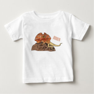 フリルネックトカゲ漫画イラストレーション ベビーTシャツ