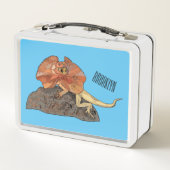 フリルネックトカゲ漫画イラストレーション メタルランチボックス (裏面)