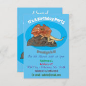 フリルネックトカゲ漫画イラストレーション 招待状 (正面/裏面)