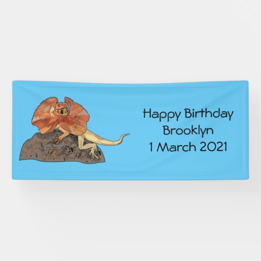 フリルネックトカゲ漫画イラストレーション 横断幕 (横)