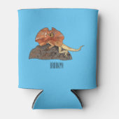 フリルネックトカゲ漫画イラストレーション 缶クーラー (正面)