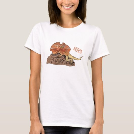 フリルネックトカゲ漫画イラストレーション Tシャツ (正面)