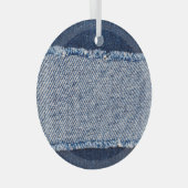 フリンジデニムブルージーンズのフレーム。 ガラスオーナメント (正面右)
