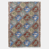 フリンジドスロウ毛布と職人の歯肉プリント スローブランケット (正面縦)