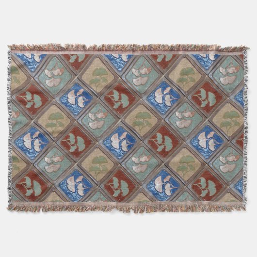 フリンジドスロウ毛布と職人の歯肉プリント スローブランケット (正面)