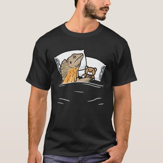 フリンジドドラゴン エリマキトカゲ 爬虫類 寝顔 Tシャツ (正面)