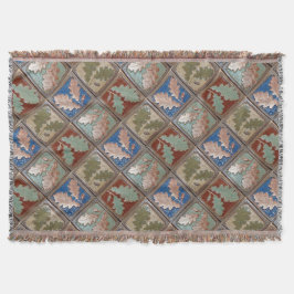 フリンジブランケットとオーク葉材 スローブランケット