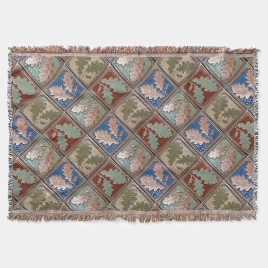 フリンジブランケットとオーク葉材 スローブランケット (正面)