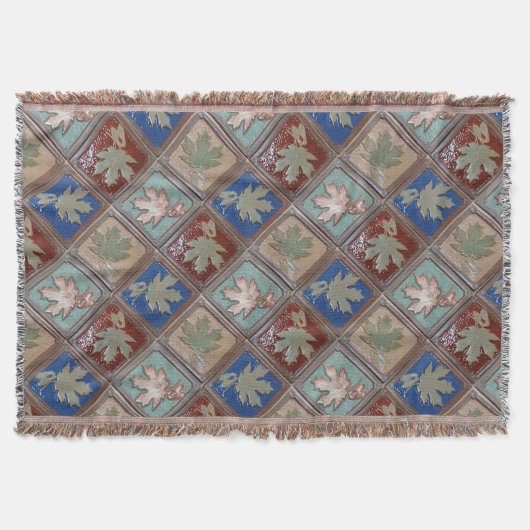 フリンジブランケット、メープル葉 スローブランケット (正面)